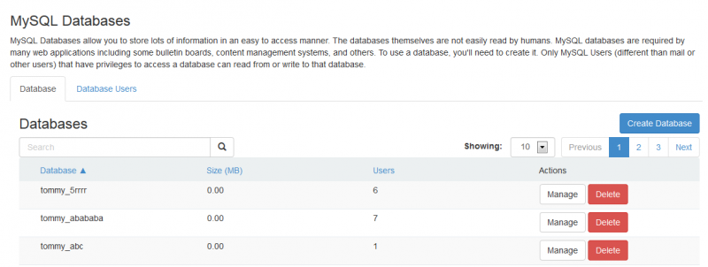 MySQL application using Angular.js - "Databases"